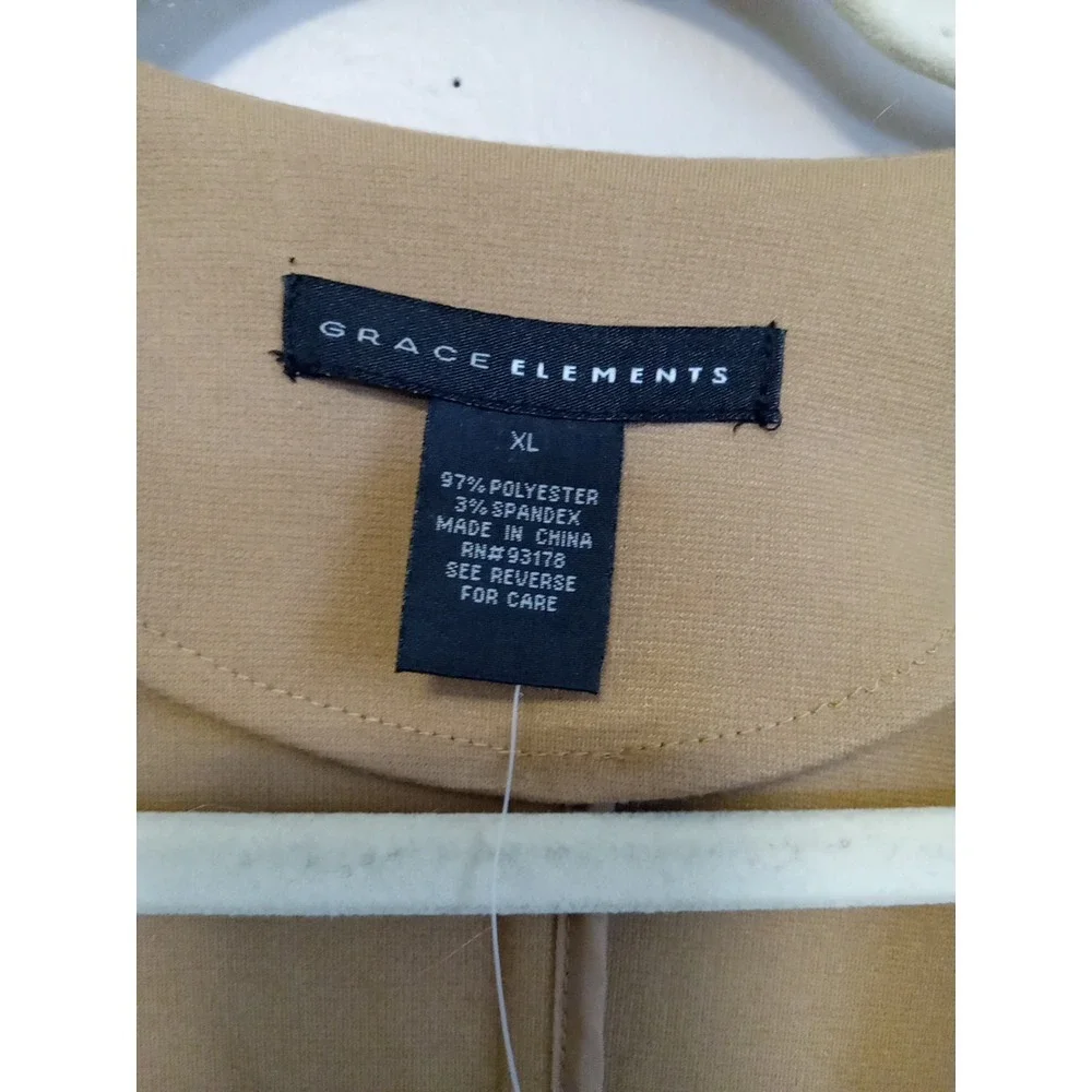 Grace Elements Heather Wheat Zip Design Longsleeve‎ Cardigan Jacket Size Xlarge